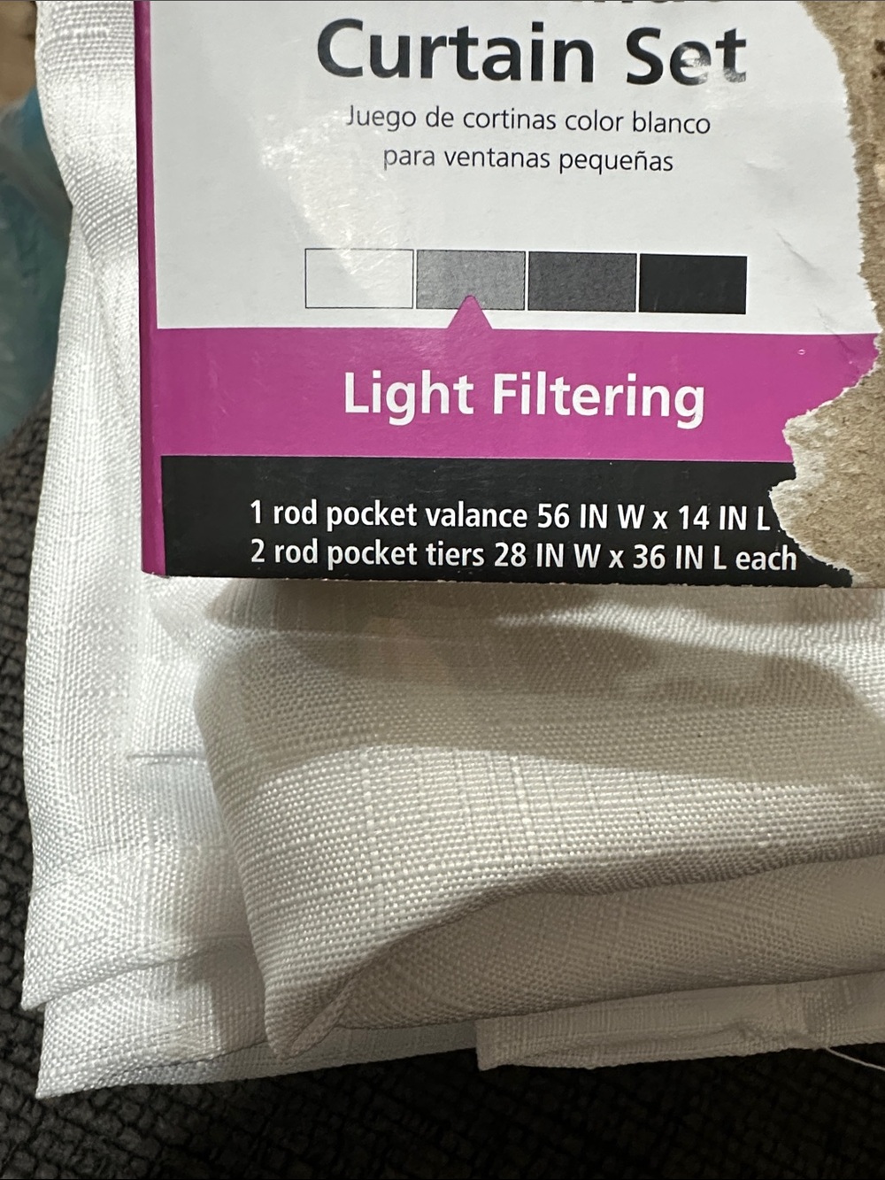 Mainstays White Light-Filtering Small Window Curtain Set - Picture 3 of 3